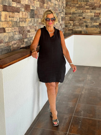LULU-B BLACK LINEN DRESS