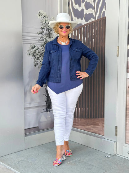 LULU B NAVY LINEN JACKET