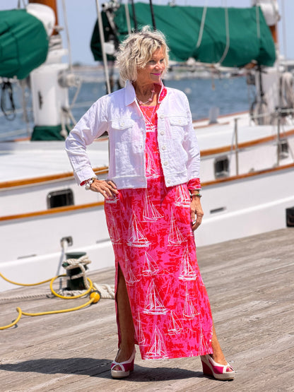 HARBOR LIGHTS RED  LINEN JACKET
