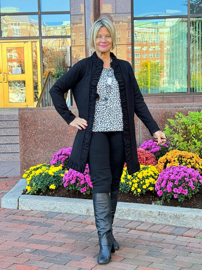 LULU-B ROUGED BLACK CARDIGAN