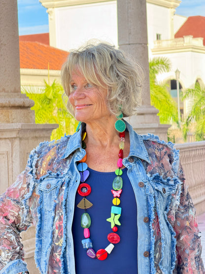 Ethyl Denim & Floral Insert Coat - Virtue