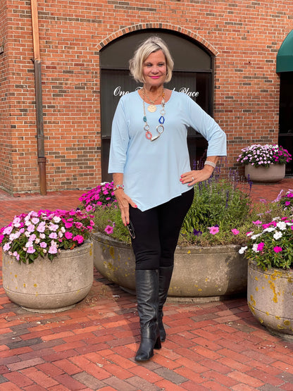 LULU-B SOFT BLUE ASYMMETRIC TOP