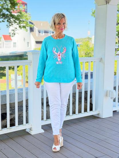 BEACH CLUB AQUA LOBSTER SWEATER
