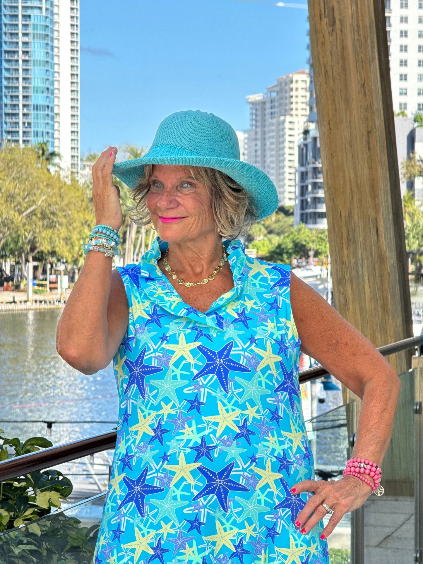 LULU B STARFISH SPLASH RUFFLE DRESS