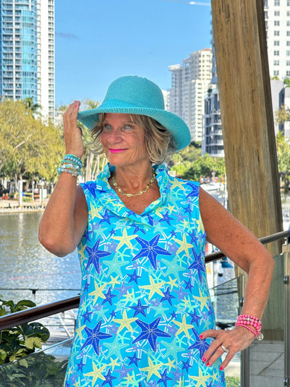 LULU B STARFISH SPLASH RUFFLE DRESS