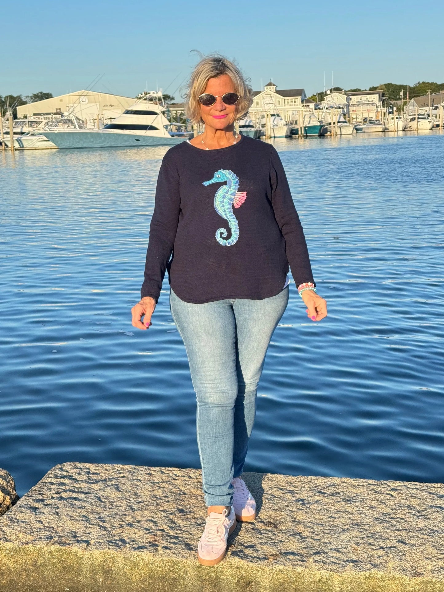 LULU-B NAVY SEAHORSE SWEATER