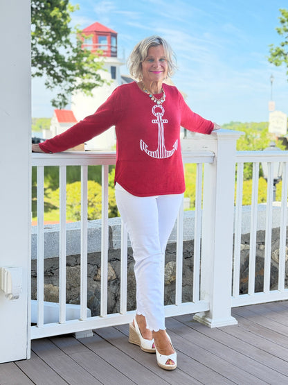 DOCKSIDE RED NAUTICAL STRIPE ANCHOR