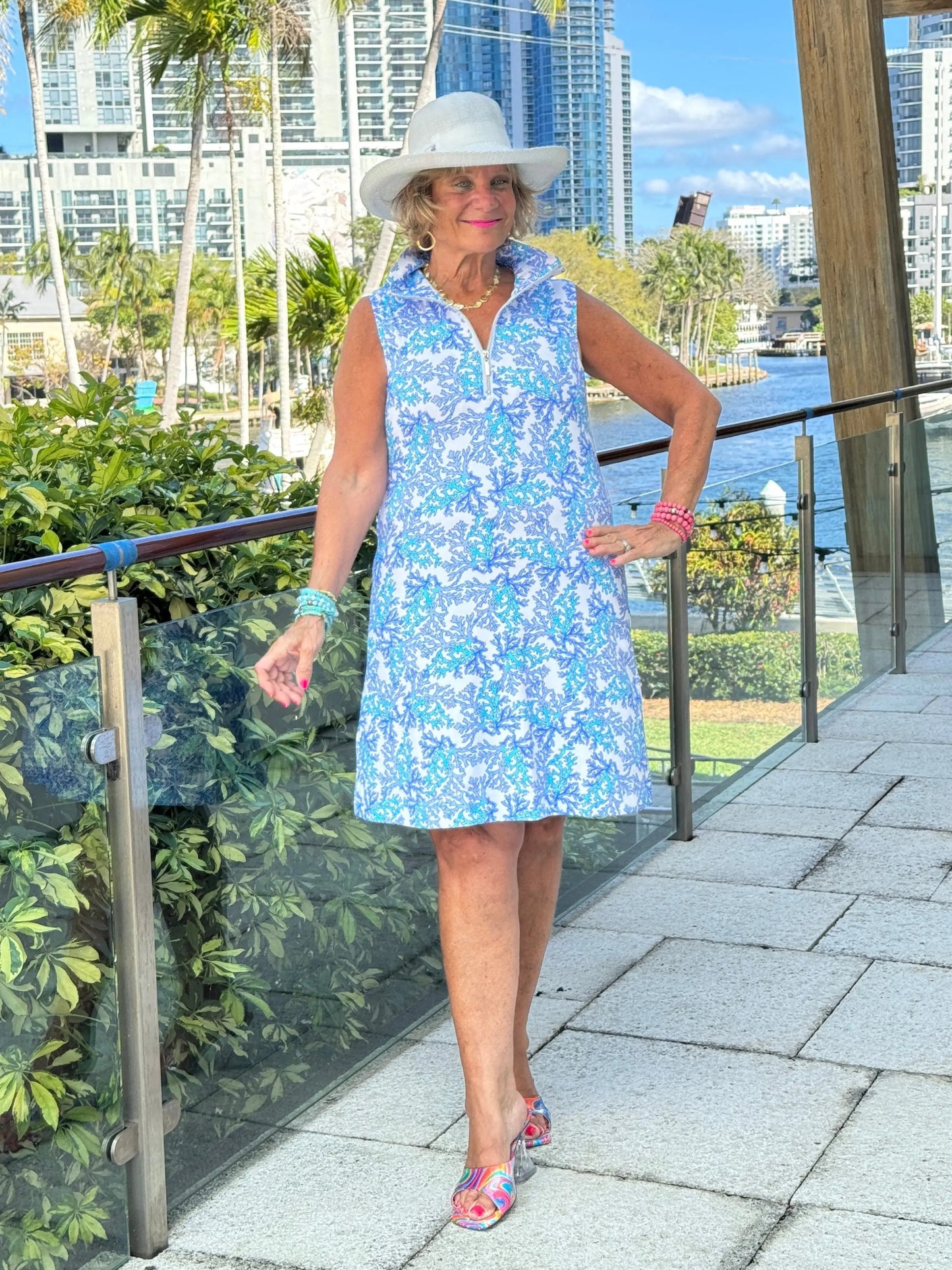 LULU B CORAL BREEZE ZIPPER SWING DRESS