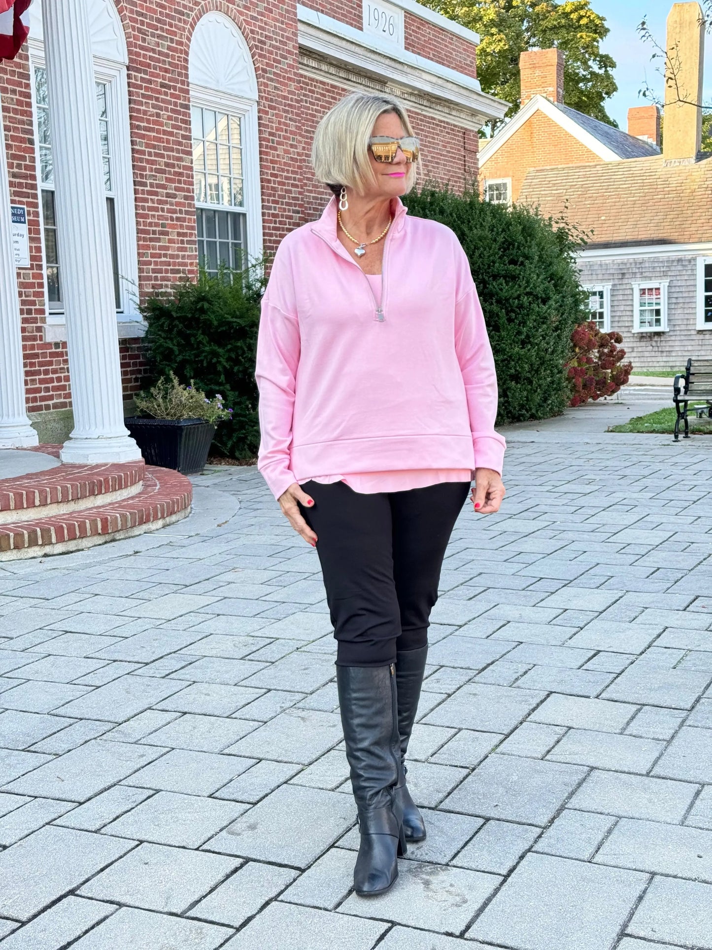 CLEAR PINK HALF ZIPPER