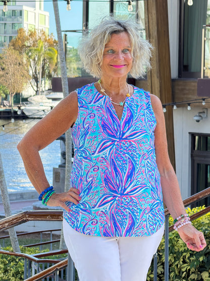 LULU B PALM ROYALE NOTCH TOP