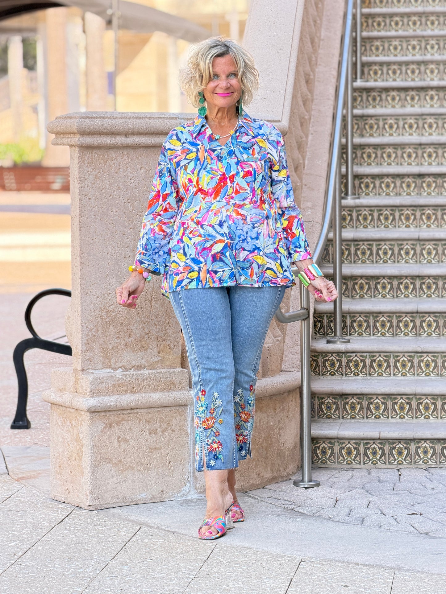 Ethyl Casual Collar V-Neck Blouse - Cushy