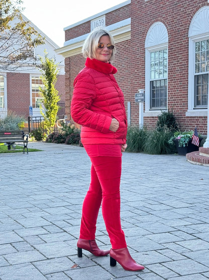LULU-B PUFFER DOWN RED FAUX FUR JACKET
