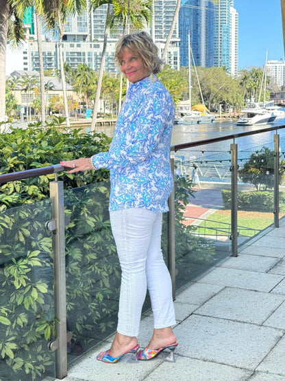 LULU B CORAL BREEZE ZIPPER TOP