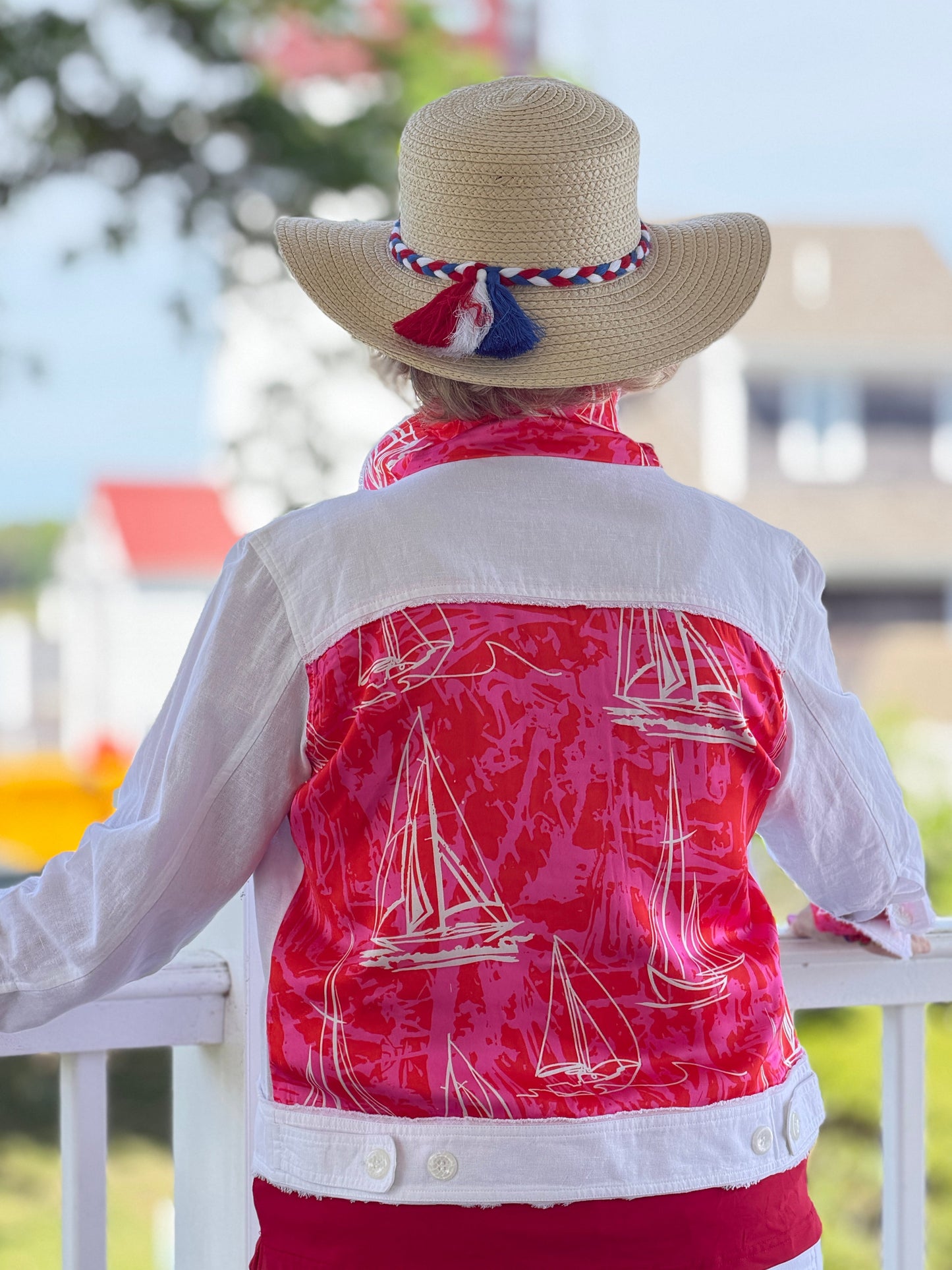 HARBOR LIGHTS RED LINEN JACKET