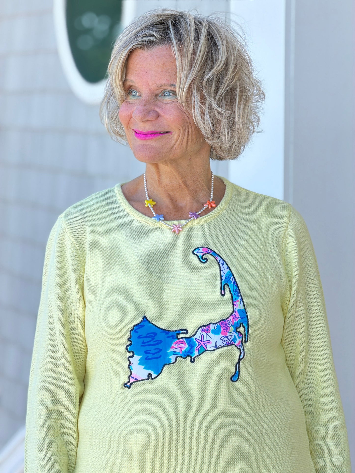 BEACH CLUB YELLOW CAPE COD MAP SWEATER