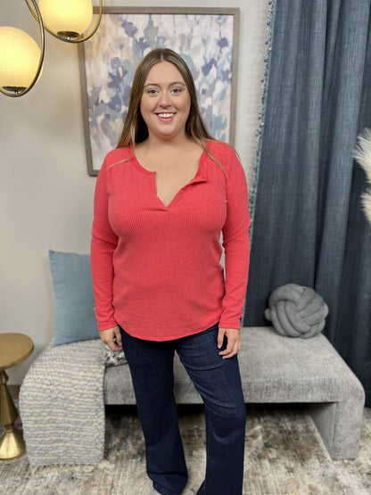 Play Your Cards Women's Waffle Knit Long Sleeve Top