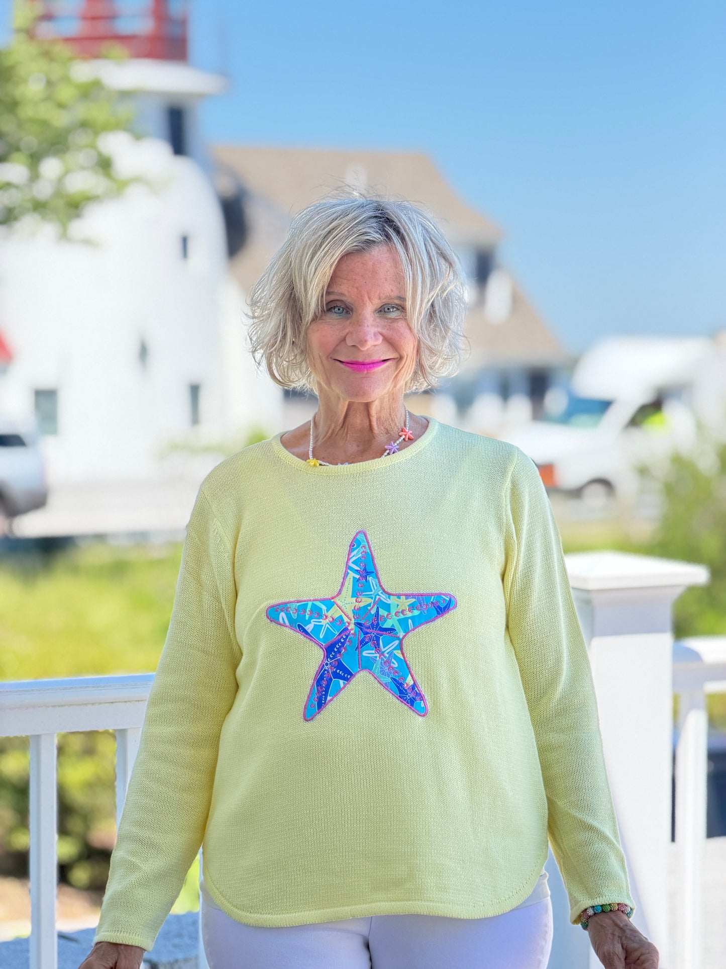 BEACH CLUB YELLOW STARFISH SWEATER