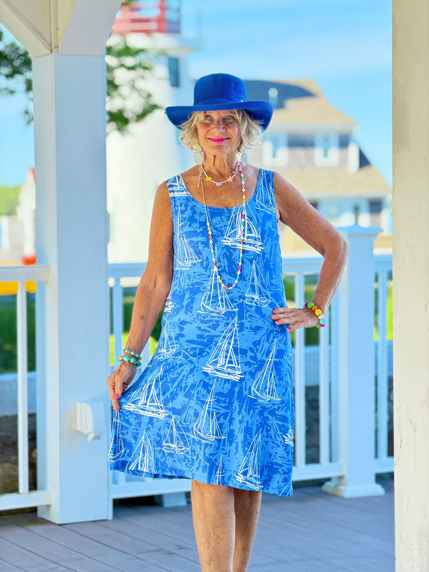 HARBOR LIGHTS BLUE SAILBOAT DRESS