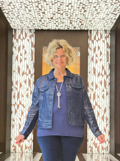 LULU-B NAVY METALLIC LINEN JACKET