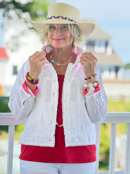 HARBOR LIGHTS RED LINEN JACKET