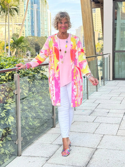 ETHYL PINK WATERCOLOR CARDIGAN