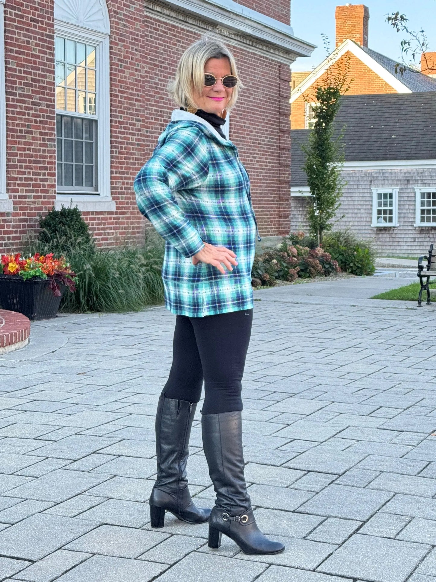 GREEN PLAID HOODIE