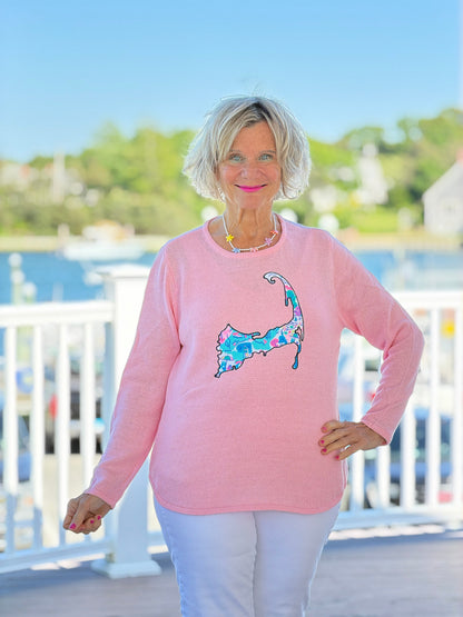 BEACH CLUB PINK CAPE COD MAP SWEATER