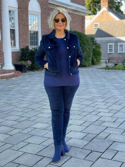 LULU-B NAVY VELOUR PANTS