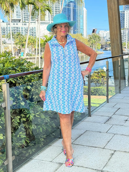 LULU B COASTAL BLOOM ZIPPER SWING DRESS