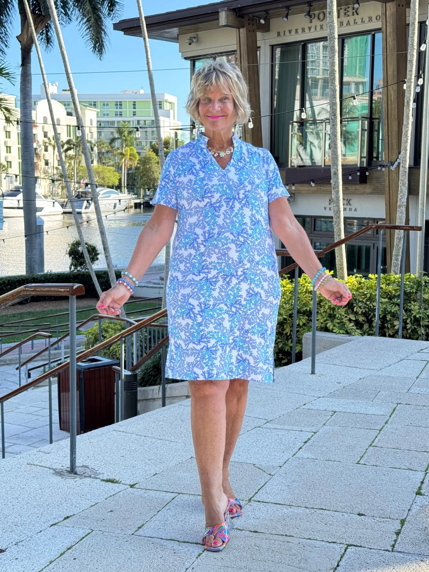 LULU B CORAL BREEZE SHORT SLEEVE DRESS