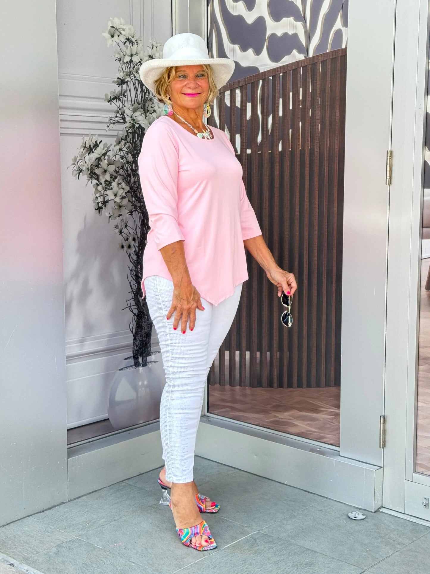 CLEAR PINK ASYMMETRICAL TOP