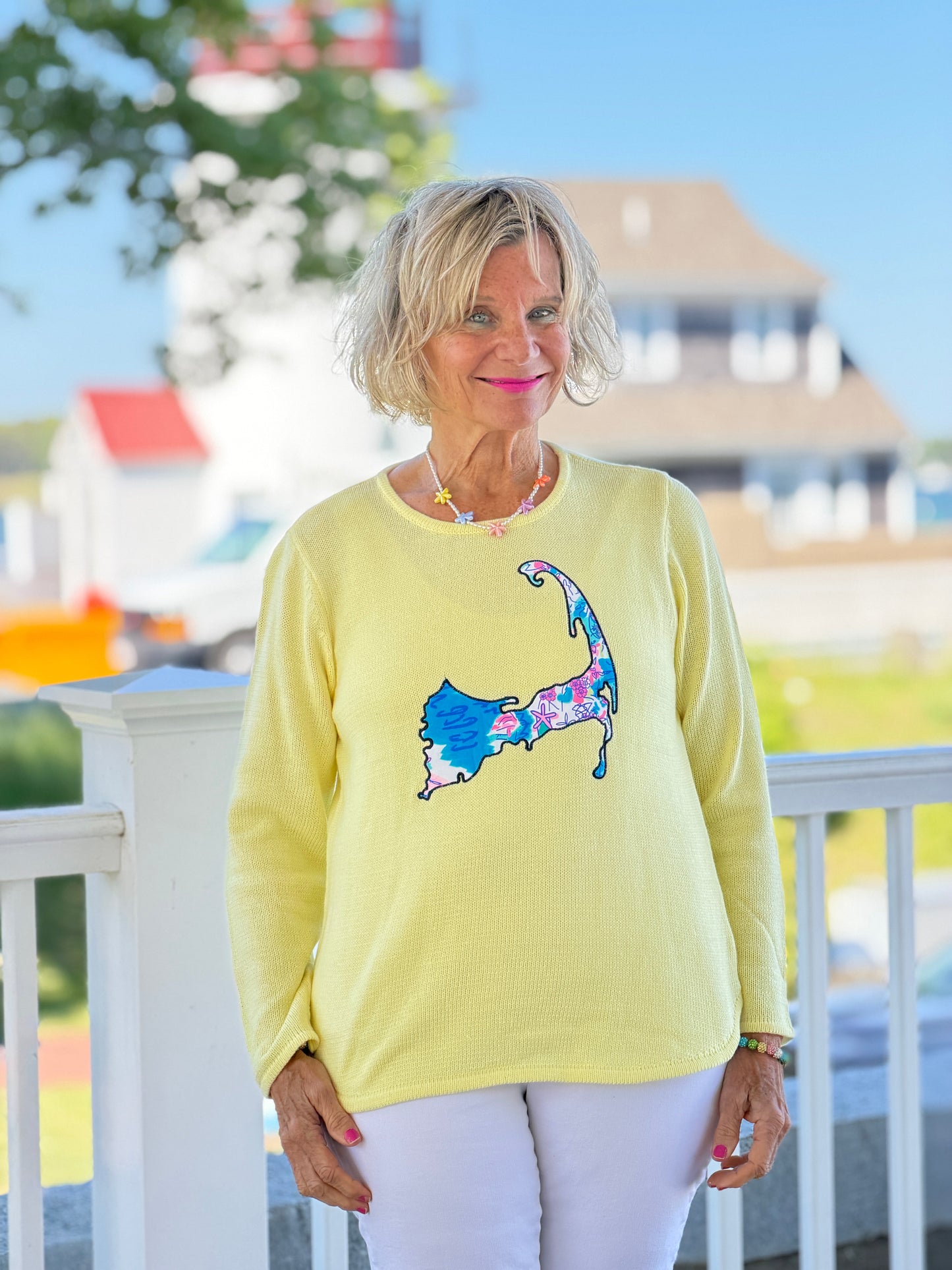 BEACH CLUB YELLOW CAPE COD MAP SWEATER