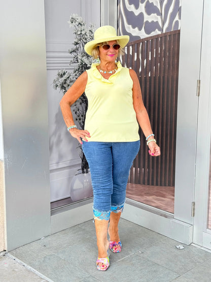 LULU-B CLEAR SUNSHINE SLEEVELESS RUFFLE TOP