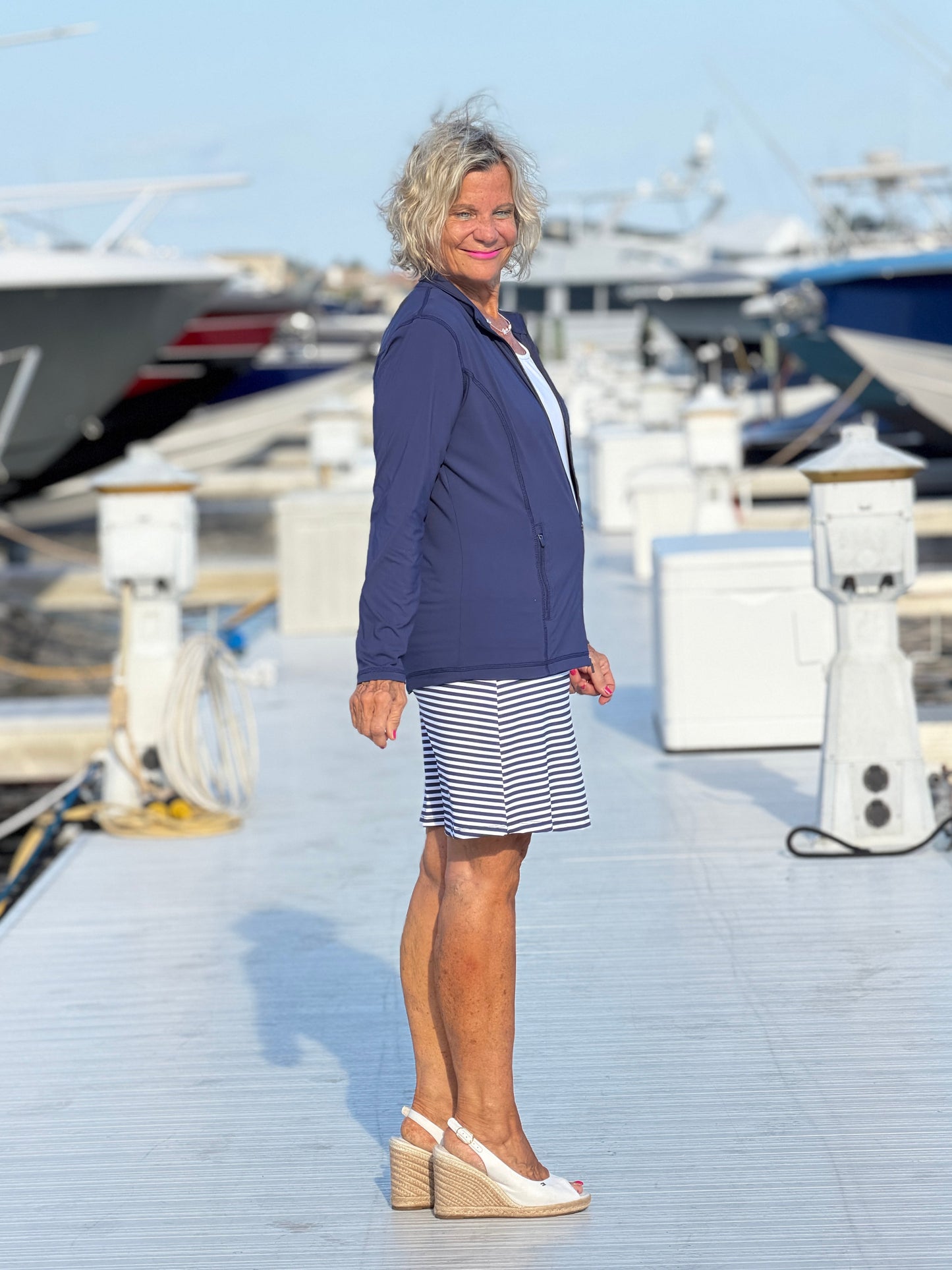 DOCKSIDE NAVY STRIPED SKORT