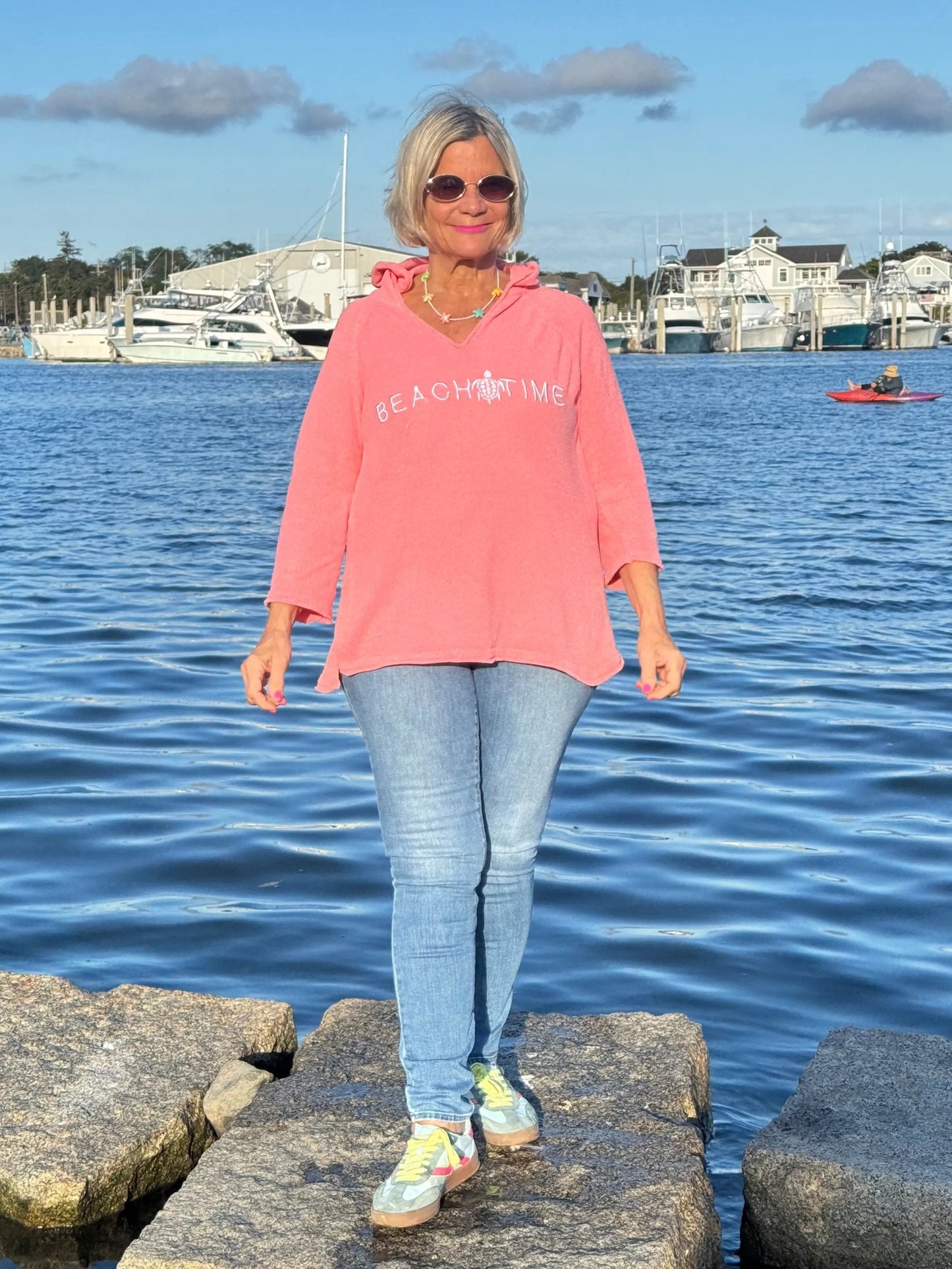 CHENILLE HOODED PEACH BEACH TIME