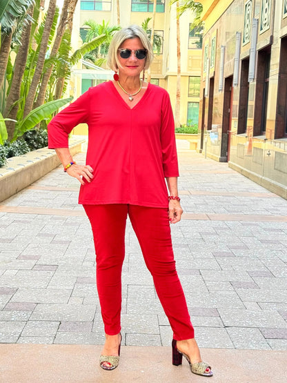 LULU-B RED TAILORED SLEEVE TOP