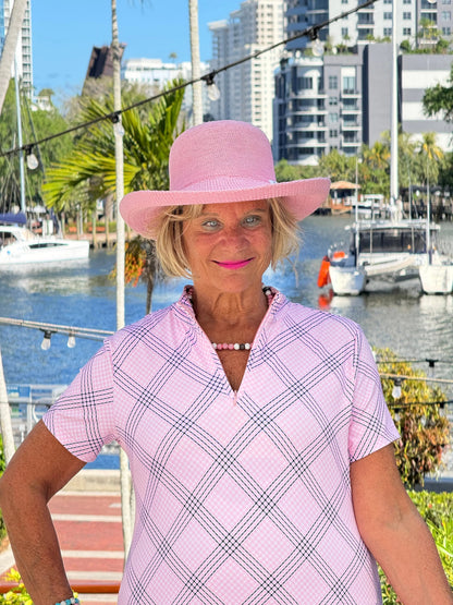LULU B PINK CHIC HALF ZIPPER SHORT SLEEVE DRESS