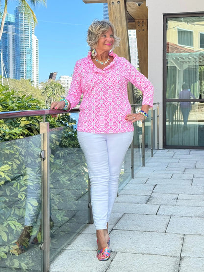 LULU B TROPIC PETALS RUFFLE TOP