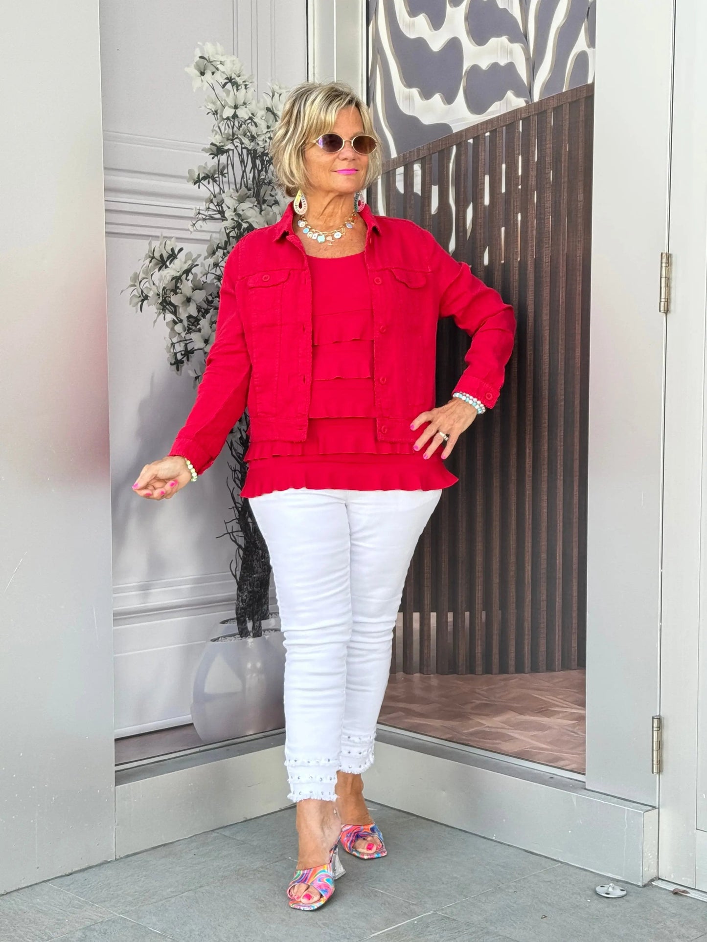 LULU-B CRIMSON RED LINEN JACKET