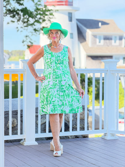 HARBOR LIGHTS GREEN SAILBOAT DRESS