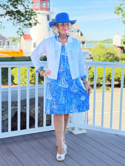 HARBOR LIGHTS BLUE SAILBOAT DRESS