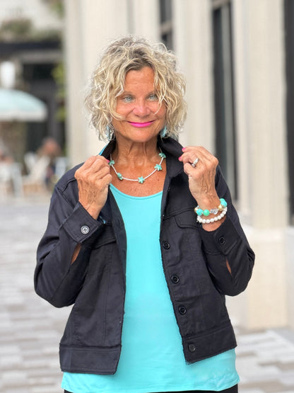 AQUA MARINE LINEN DESIGNER JACKET