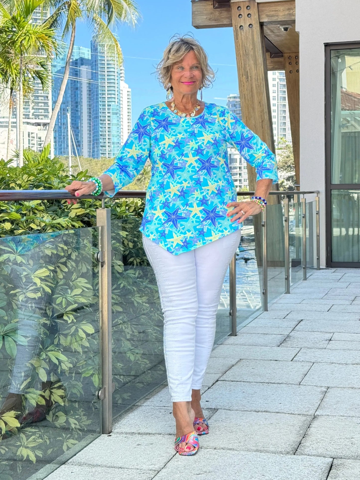 LULU B STARFISH SPLASH ASYMMETRIC TOP