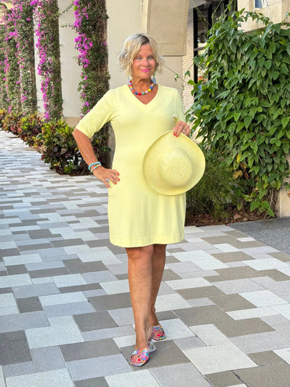 LULU-B SOLID SUNSHINE ELBOW DRESS