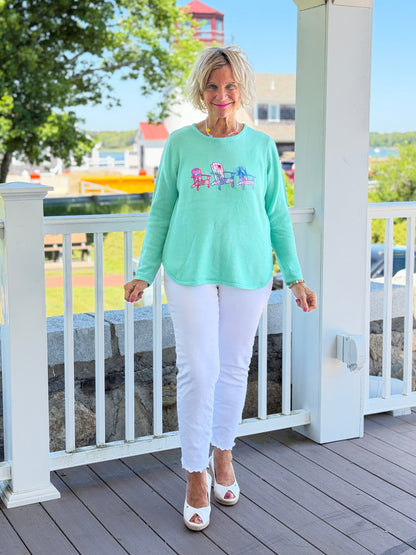BEACH CLUB SEAFOAM ADIRONDACK SWEATER