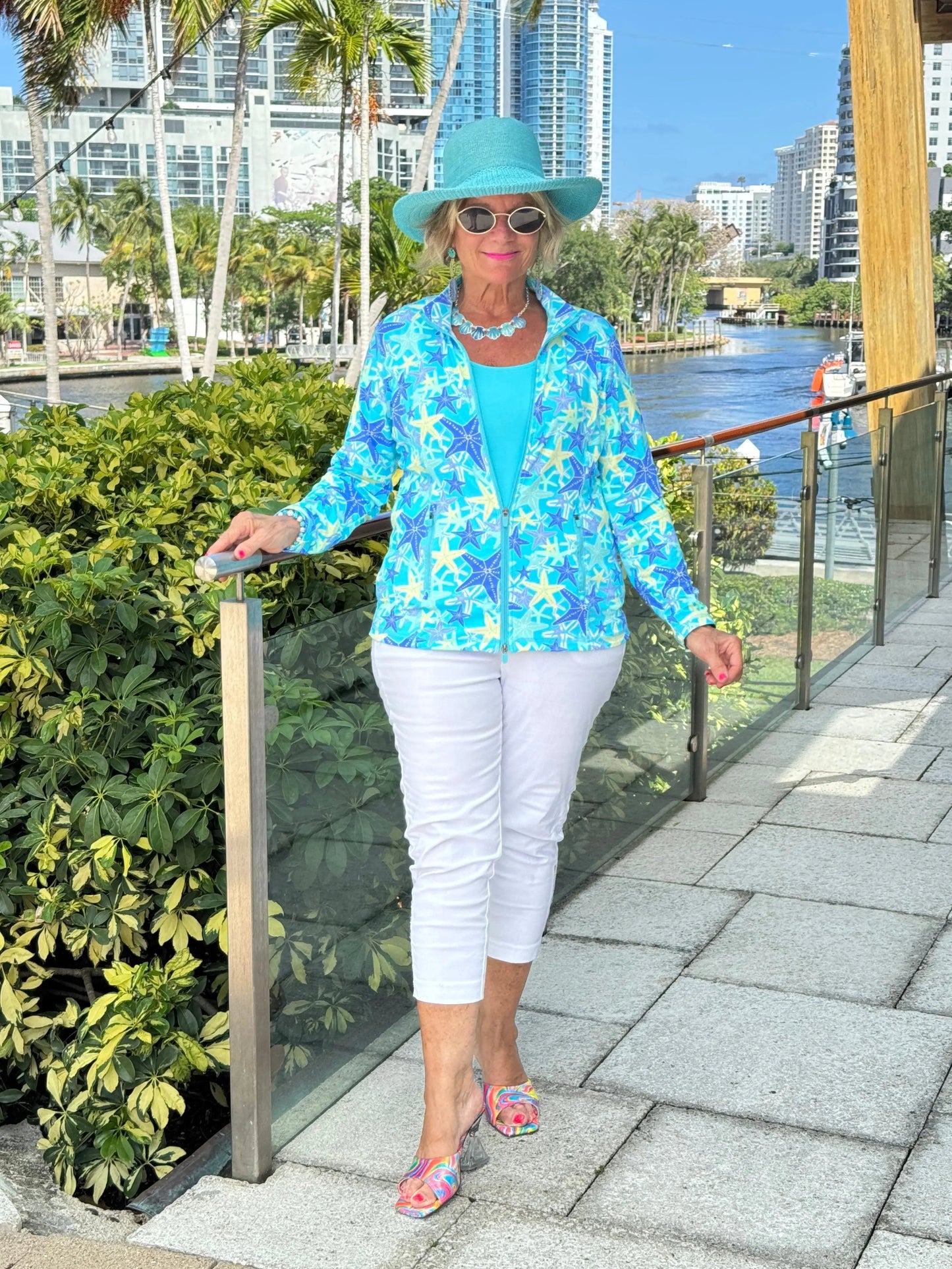 LULU B STARFISH SPLASH FULL ZIPPER JACKET