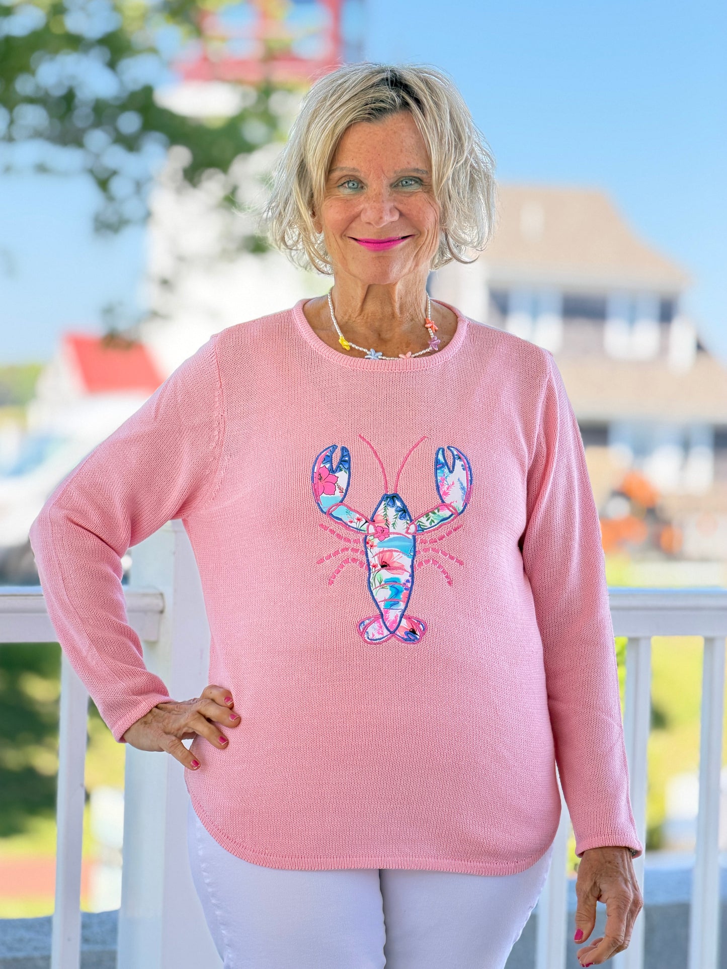 BEACH CLUB PINK LOBSTER SWEATER