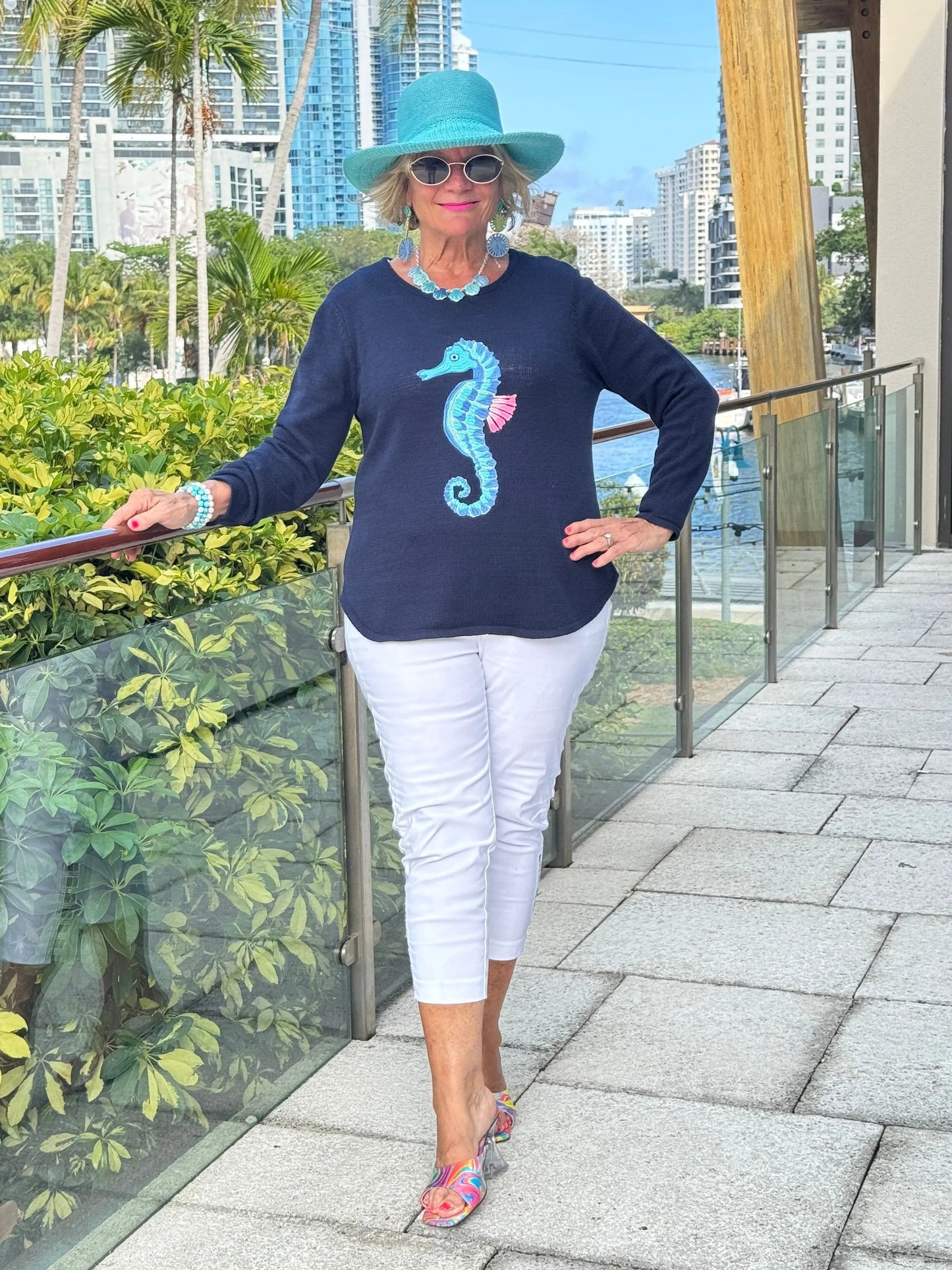 LULU-B NAVY SEAHORSE SWEATER