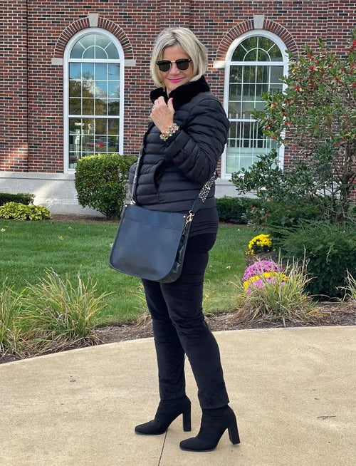 LULU-B PUFFER DOWN BLACK FAUX FUR JACKET