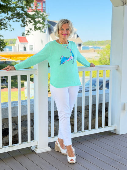 BEACH CLUB SEAFOAM CAPE COD MAP SWEATER